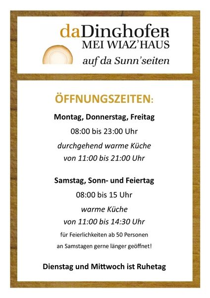 Öffungszeiten 2026 A4